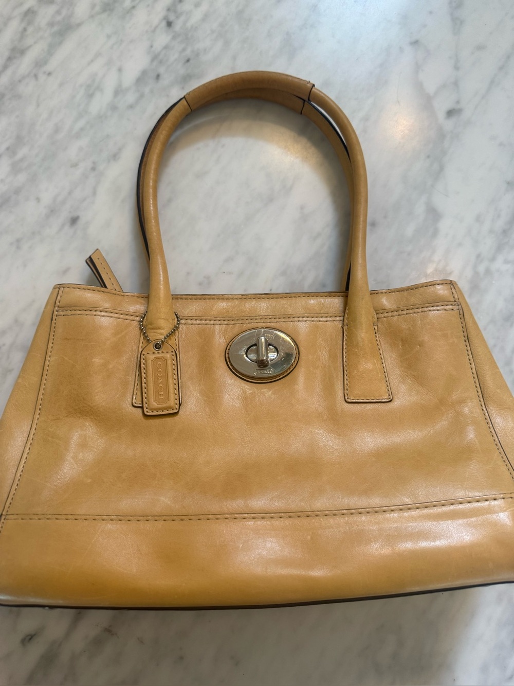 Vintage Coach Hamptons Madeline Leather Shoulder Bag Satchel Tan F13775